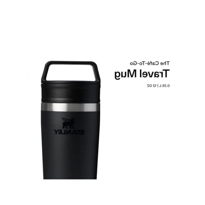 0.35 L Kapasiteli Siyah Termos Bardak, Taşınabilir ve Şık Tasarım