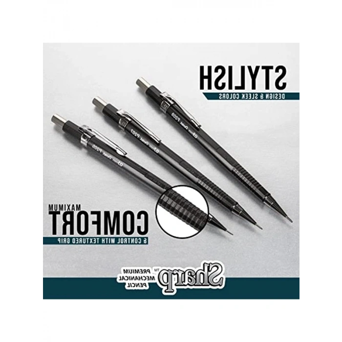 0.5 mm İnce Çizgi Mekanik Kurşun Kalem, Siyah Namlu, 4lü Set