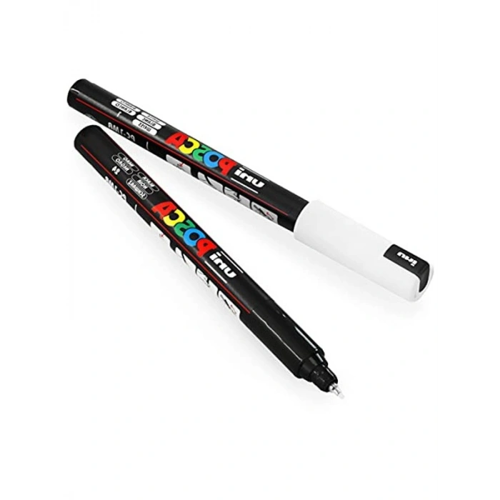 0.7 mm Siyah ve Beyaz Boya Marker Kalemi, İki Adet Paket
