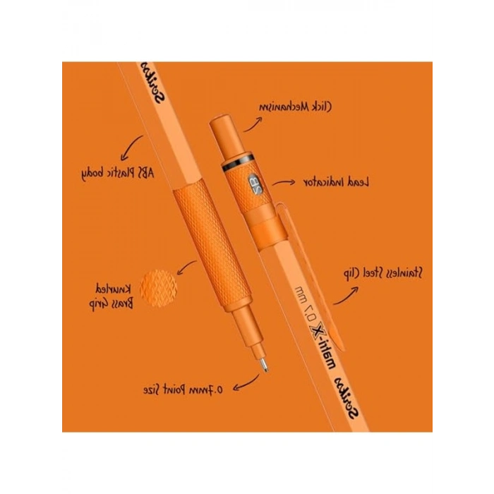 0.7 mm Turuncu Versatil Kalem, Yüksek Kalite Şeffaf Ambalajda