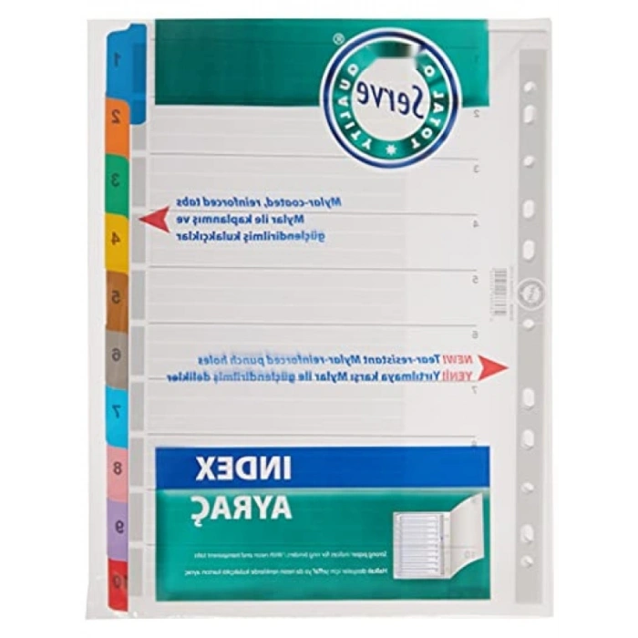 1-10 Renkli Rakam Ayracı - A4 Boyutunda