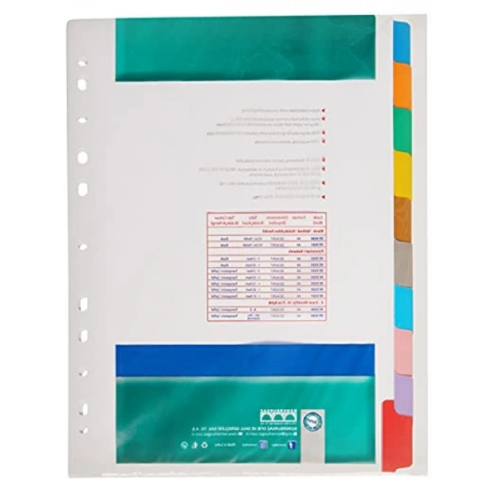 1-10 Renkli Rakam Ayracı - A4 Boyutunda