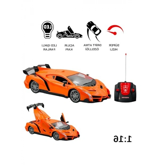 1:16 Ölçekli Drift Araba, Uzaktan Kumanda, Işıklı ve Turuncu