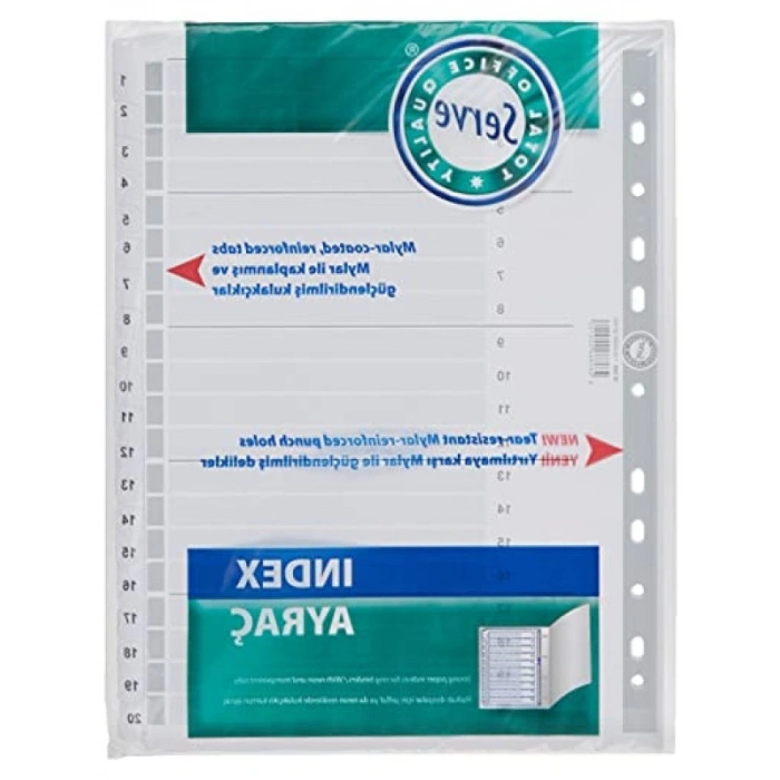 1-20 Rakamlı A4 Boyutunda Karton Ayrac