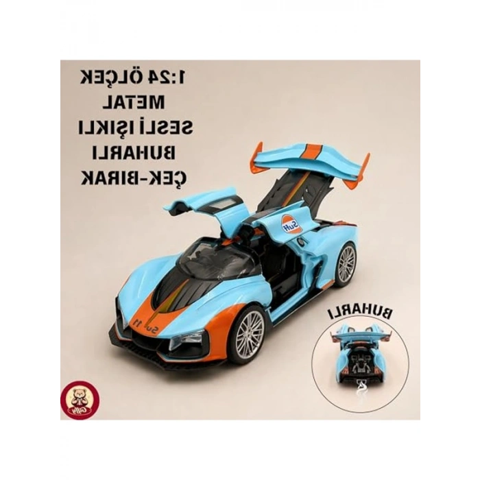 1:24 Ölçek Metal Spor Araba Modeli, Işıklı ve Sesli Özellikte