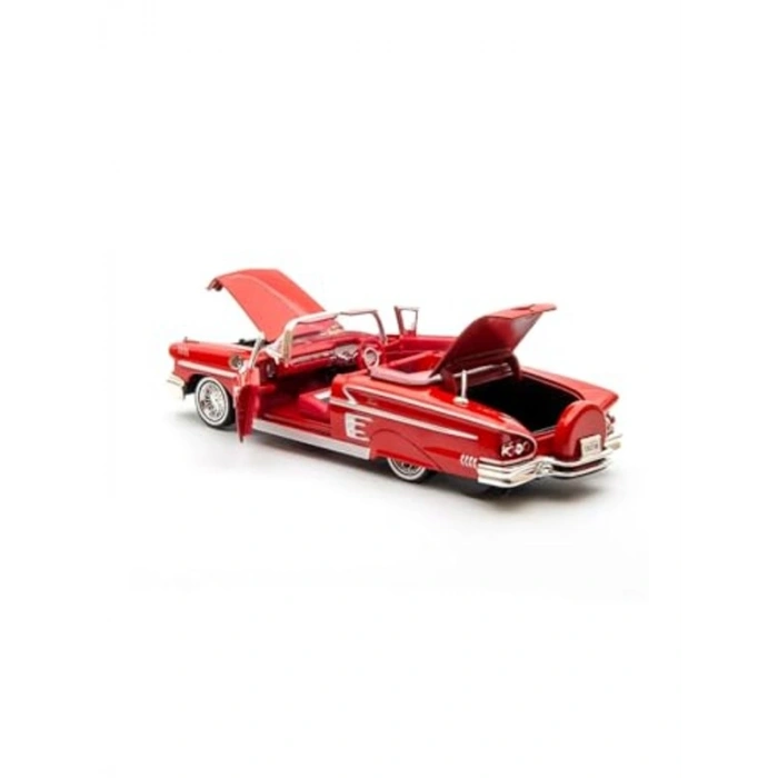 1:24 Ölçekli Kırmızı 1958 Chevy Impala Metal Model Araba