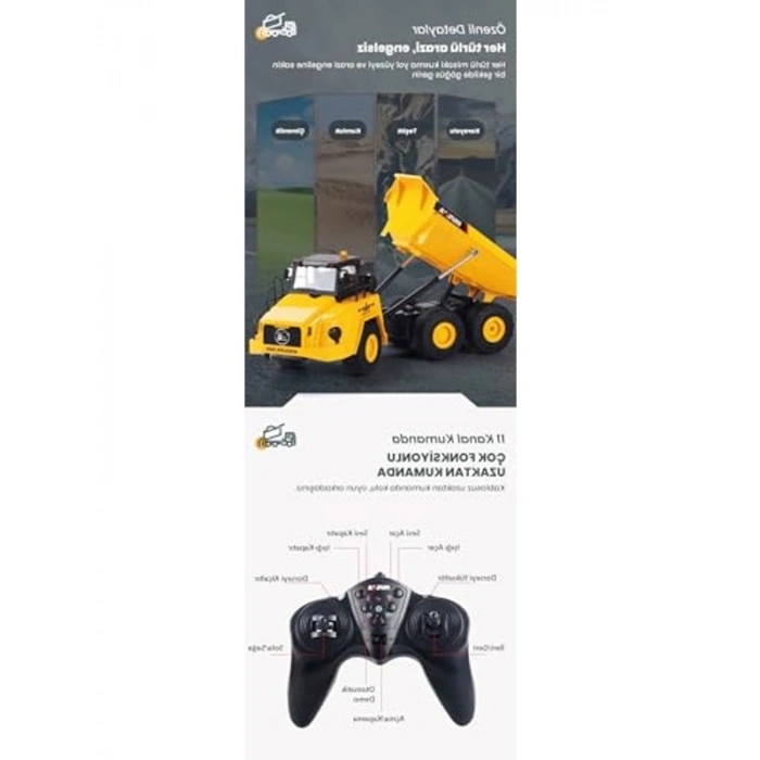 1/24 Ölçekli Uzaktan Kumandalı Damperli Kamyon, 11CH Fonksiyonlu Model