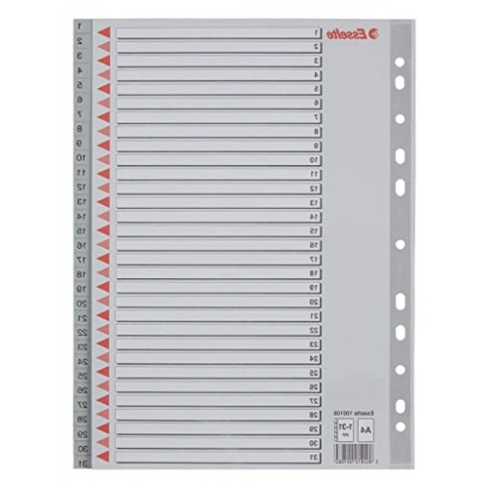 1-31 Rakamlı Separatör, A4, Gri, 100108