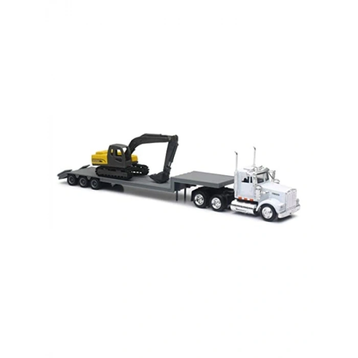 1:43 Ölçekli Kenworth W900 Römorklu İnşaat Modeli