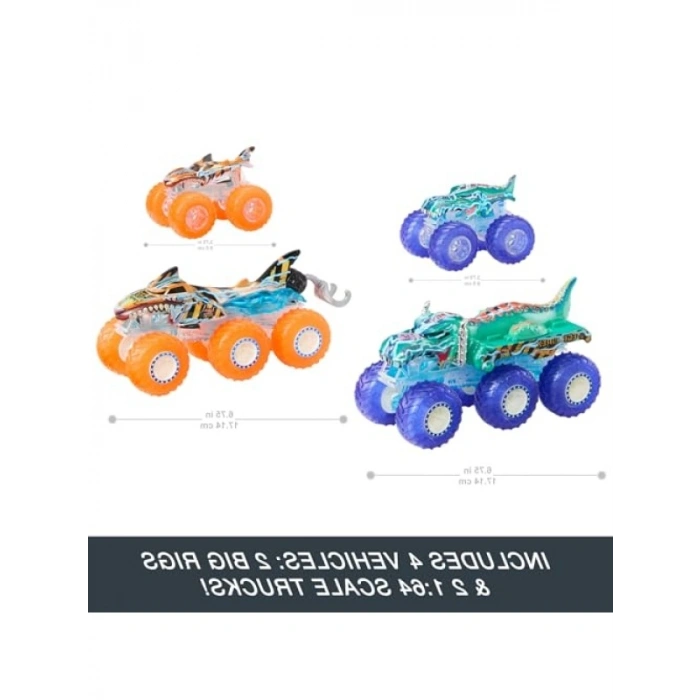 1:64 Ölçekli Canavar Araç Seti ile Eşleşen İki Oyun Aracı