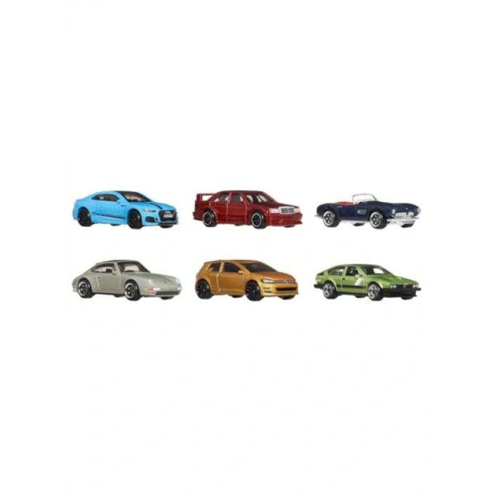 1:64 Ölçekli Metal Araç Seti - 6lı Avrupa Aracı (Çeşitli Stiller)