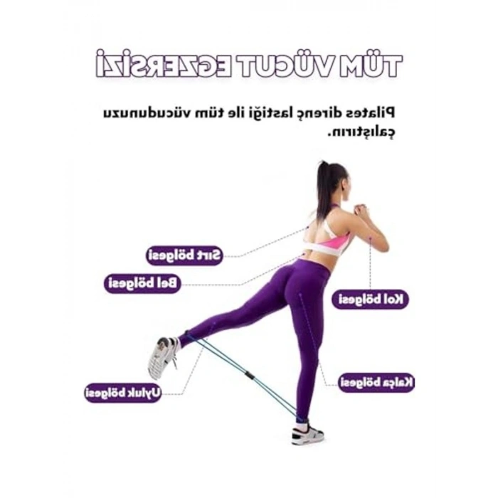 1 Adet Pilates Egzersiz Bandı, Direnç Lastiği ile Spor
