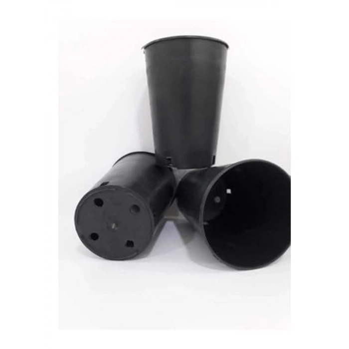 10 Adet 14x19 cm Plastik Üretim Saksısı, Siyah Renk, 2 Litre