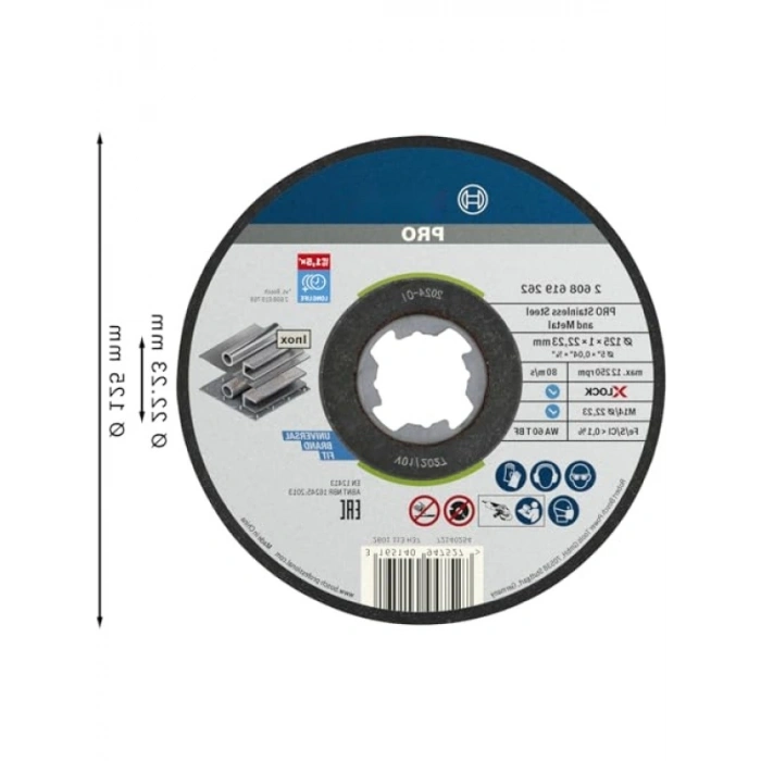 10 Adet Düz Kesme Diski, 22,23 mm Delik Çapı, 1 mm Kalınlık