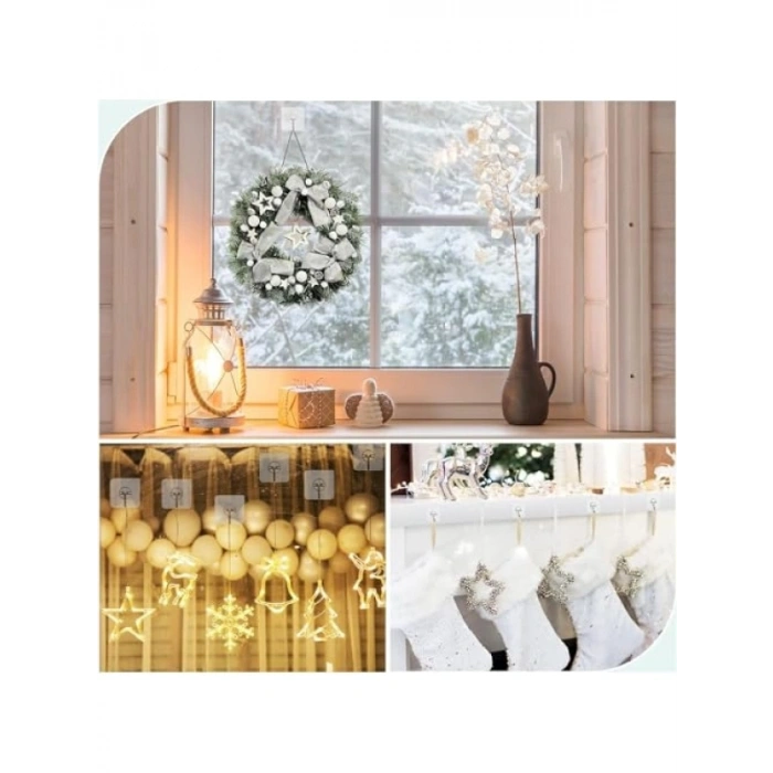 10 Adet Güçlü Yapışkanlı Şeffaf Duvar Askısı