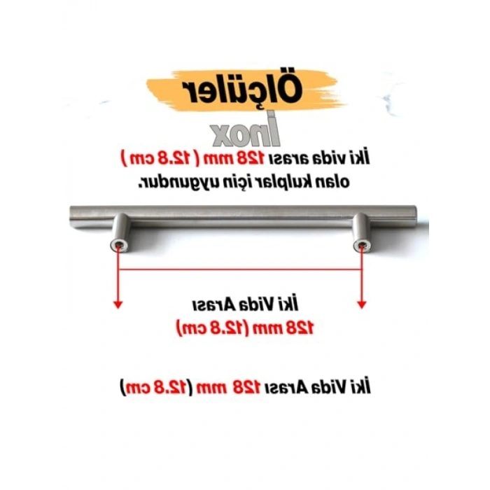 10 Adet İnox Metal Kulp - 128 mm