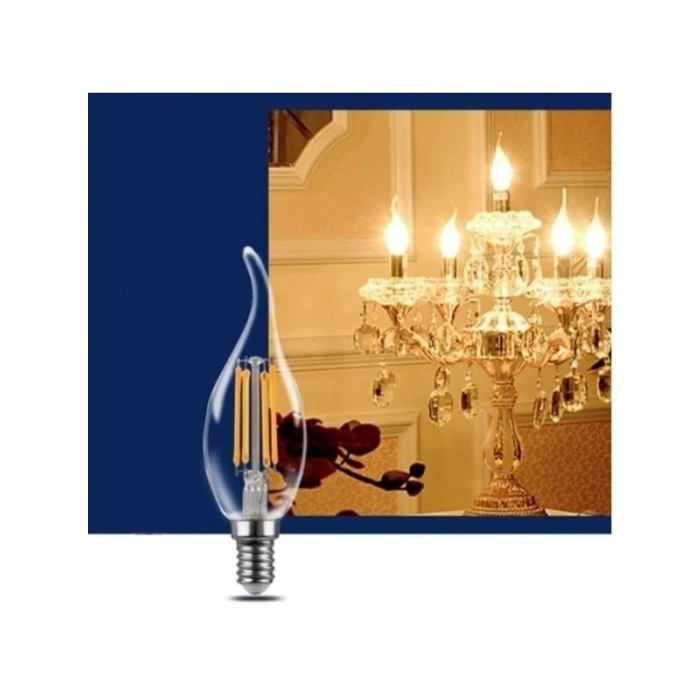 10 Adet Kıvrık Buji Ampul, 4W Şeffaf Filament