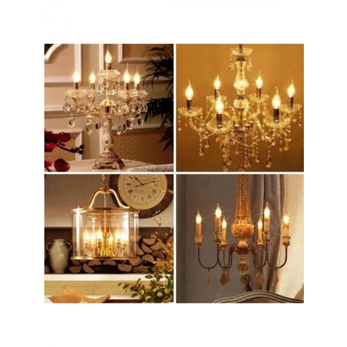 10 Adet Kıvrık Buji Ampul, 4W Şeffaf Filament