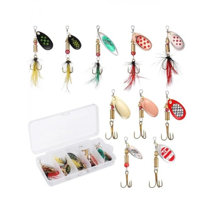 10 Adet Kutulu Spinner Bait Yem Seti, Döner Tip Zoka