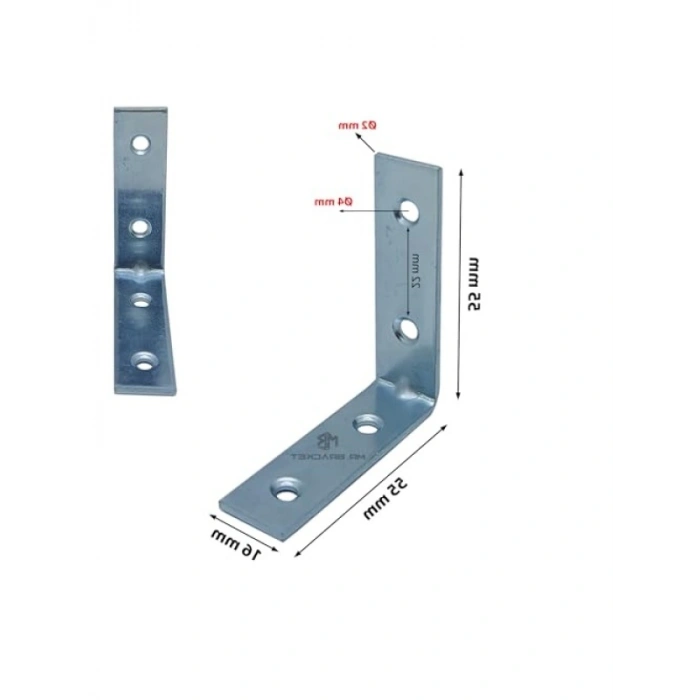 10 Adet L Demir Gönye Köşebent, 16x55x55mm, Mobilya Sabitleme Aparatı