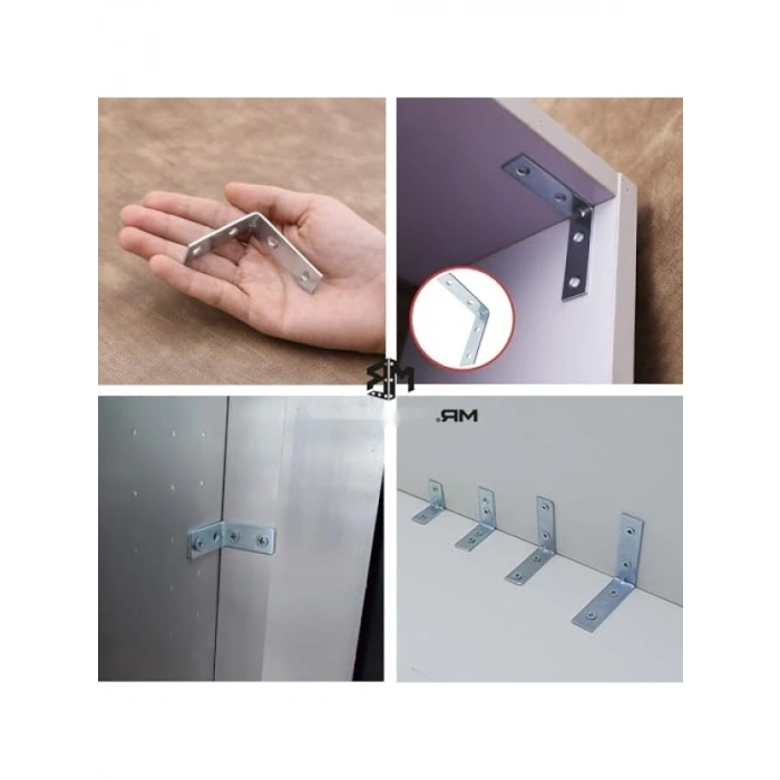 10 Adet L Demir Gönye Köşebent, 16x55x55mm, Mobilya Sabitleme Aparatı