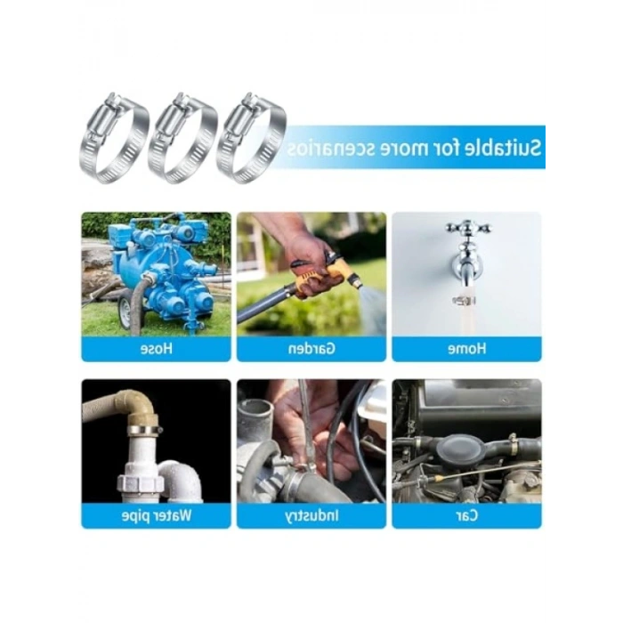 10 Adet Metal Ayarlanabilir Hortum Kelepçesi Seti
