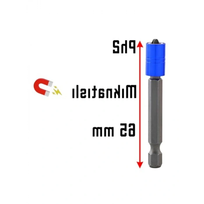 10 Adet Mıknatıslı Bits Uç Seti, PH2, 65 mm, Renkli