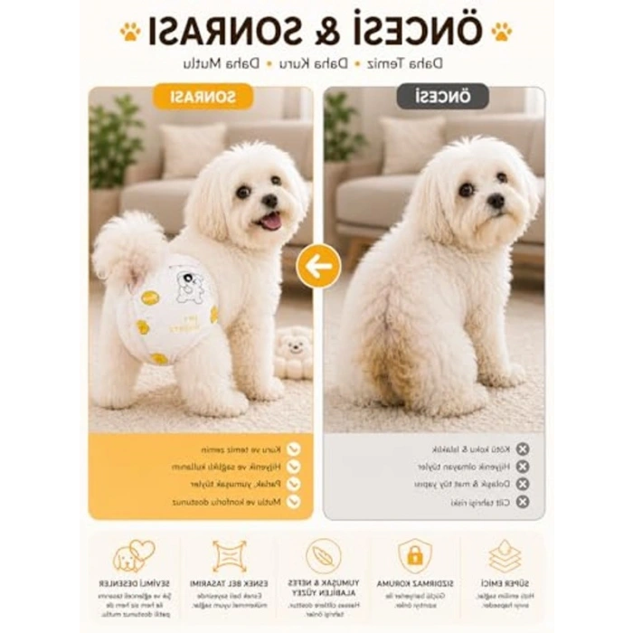 10 Adet Süper Emici Dişi Köpek Külot Bezi, Regl Dönemi İçin