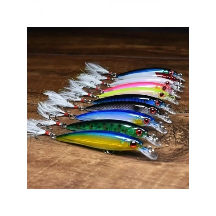 10 Adet Tüylü Suni Spin Olta - 9 cm, 7.2 gr