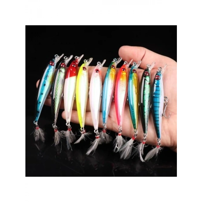 10 Adet Tüylü Suni Spin Olta - 9 cm, 7.2 gr