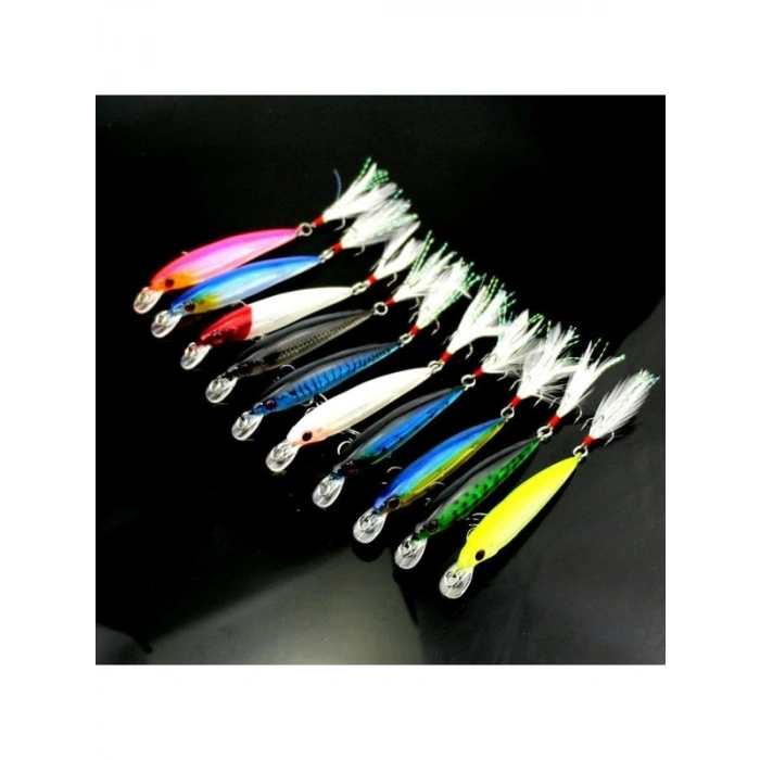 10 Adet Tüylü Suni Spin Olta - 9 cm, 7.2 gr