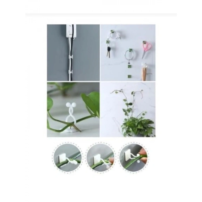 10 Adet Yapışkanlı Bitki Klipsi - Sarmaşık ve Çiçek Tutucu