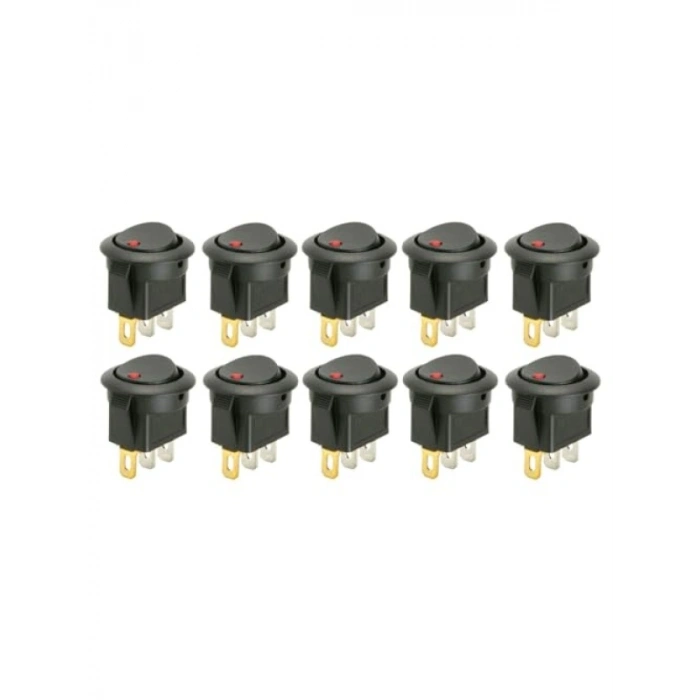 10 Adet Yuvarlak Elektrik Düğmesi ON-OFF Anahtar