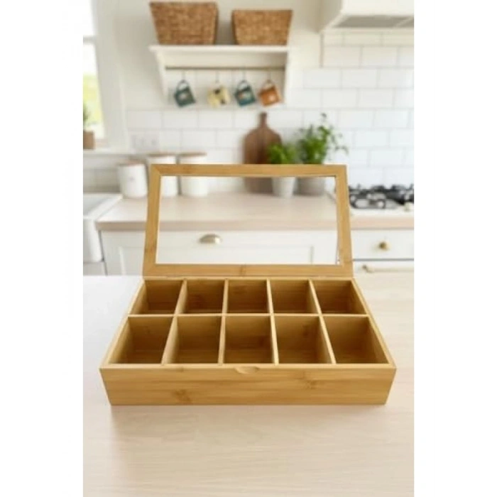10 Bölmeli Çay Kutusu - Pratik Saklama Kapları