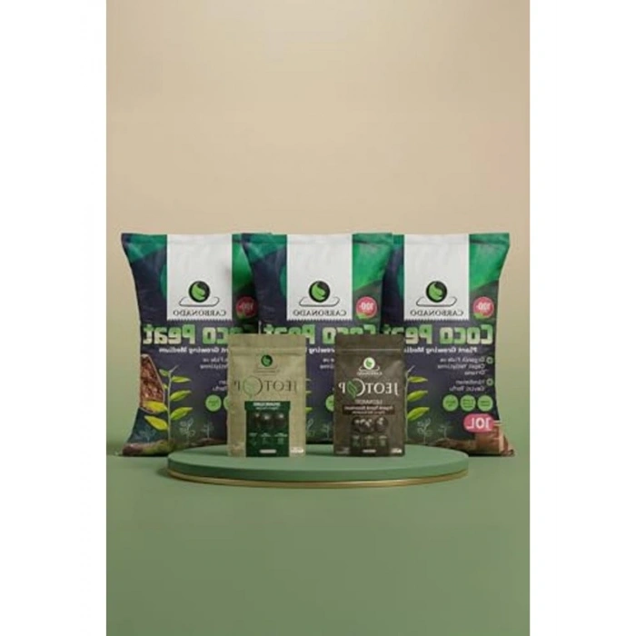 10 Litre Coco Peat ile 3 Adet Organik Gübre Yetiştirme Seti