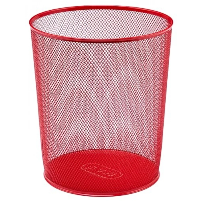10 Litre Hacimli Kırmızı Metal Delikli Çöp Kovası