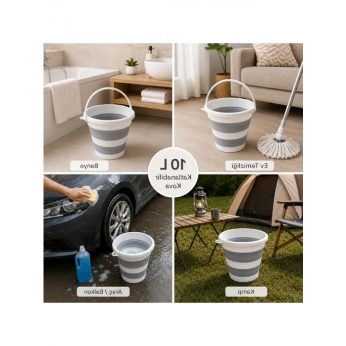 10 Litre Kapasiteli Katlanabilir Kova, Çok Amaçlı Kullanım için