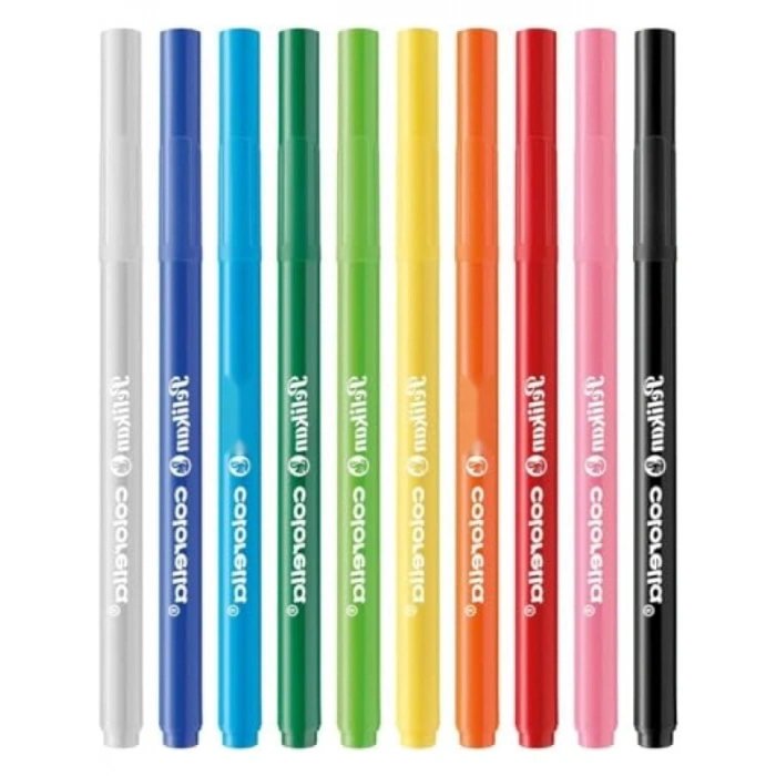 10lu Fırça Uçlu Keçeli Kalem Seti - Parlak Renkler