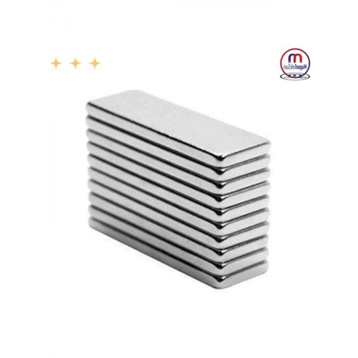 10lu Güçlü Neodyum Blok Mıknatıs, 30x10x2 mm Boyutunda