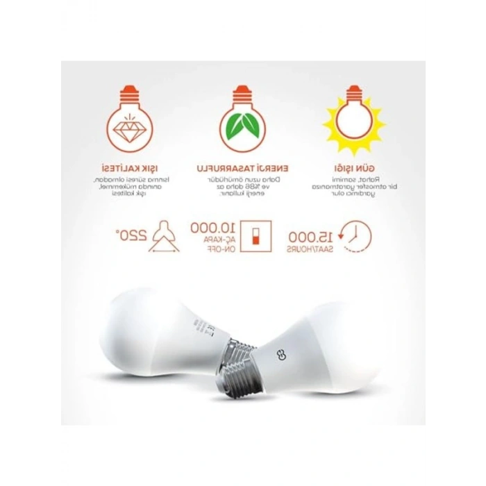 10lu Gün Işığı LED Ampul, 9W E27 Enerji Tasarruflu