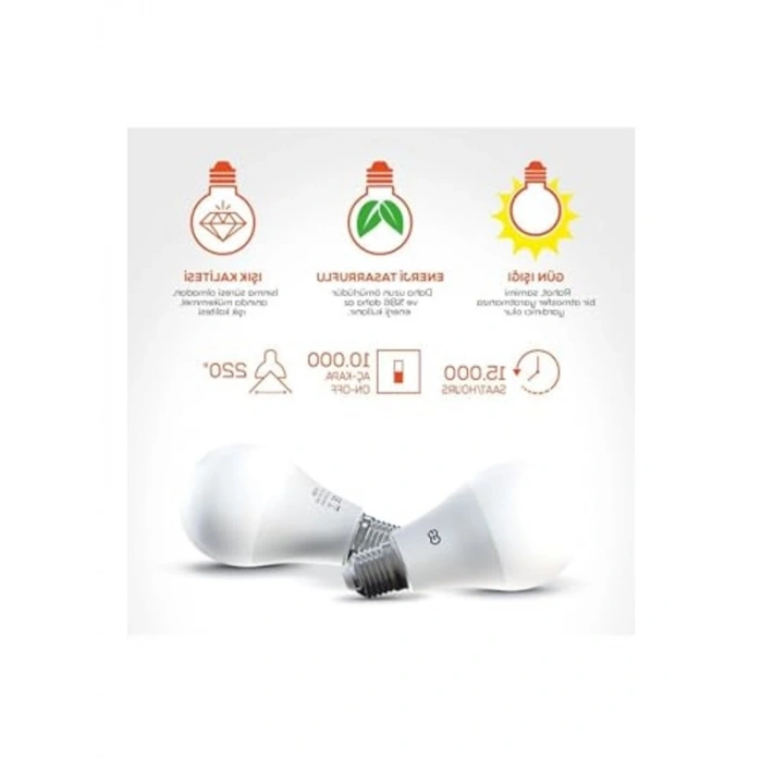 10lu LED Ampul Seti, 5W, E27, Gün Işığı Renk
