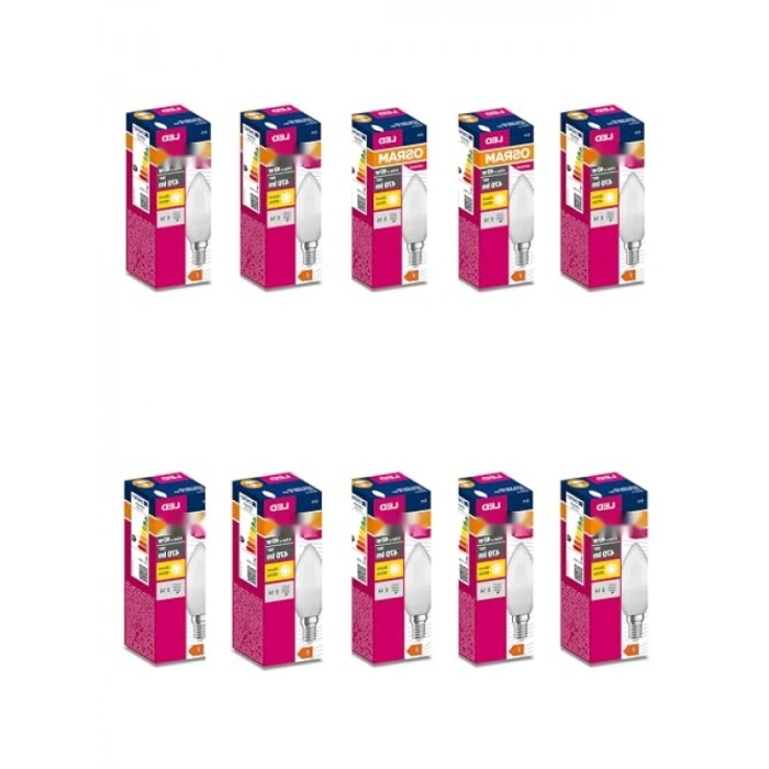 10lu Mum LED Ampul Seti - 4.9W, E14, Sarı Renk