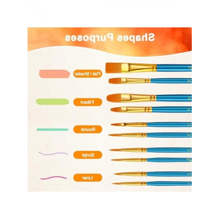 10lu Naylon Fırça Seti - Sanat İçin Mükemmel Seçim