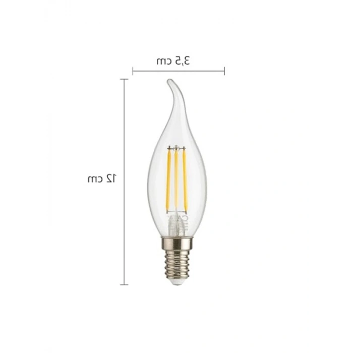 10lu Paket 4W E14 Kıvrık LED Mum Ampul, Şeffaf Cam Filament