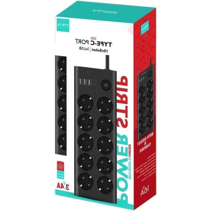 10lu Termal Akım Korumalı Priz Seti - 3x USB ve 1x Type-C Giriş