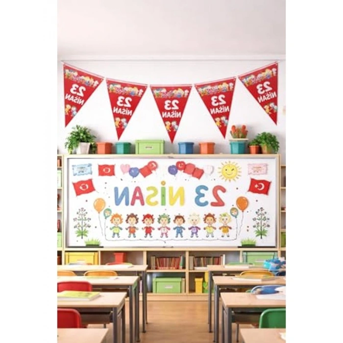 10lu Üçgen Flama Süsleri 23 Nisan İçin