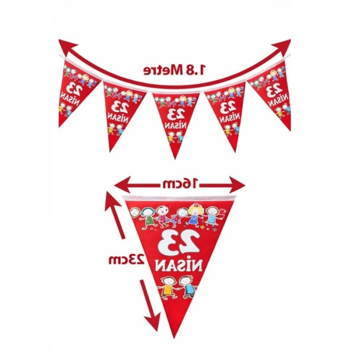 10lu Üçgen Flama Süsleri 23 Nisan İçin