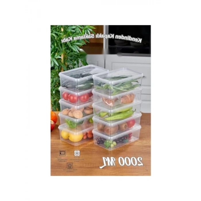 10lu Yandan Açılır Kapaklı Saklama Kabı Seti - 2000ml