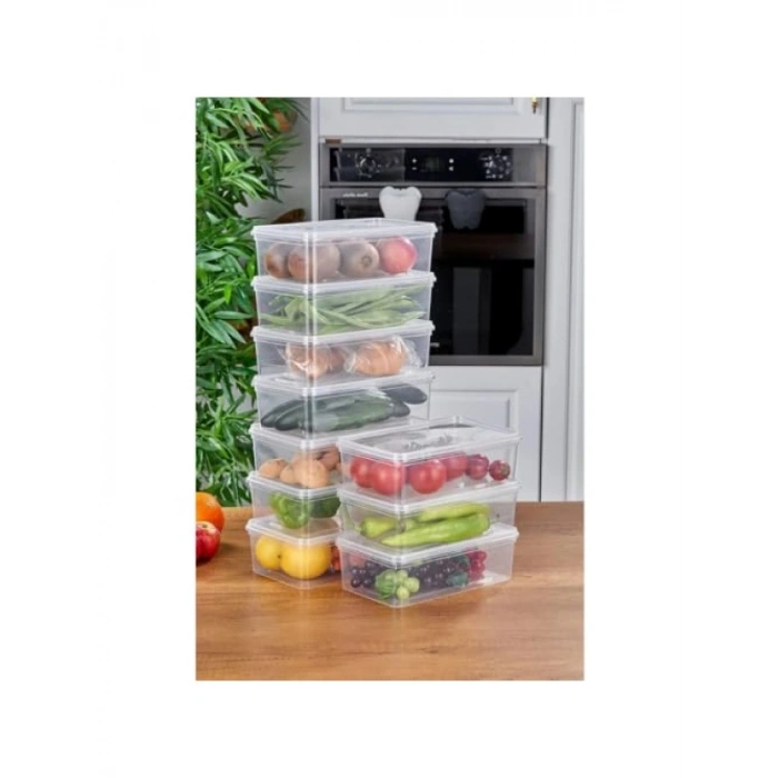 10lu Yandan Açılır Kapaklı Saklama Kabı Seti - 2000ml