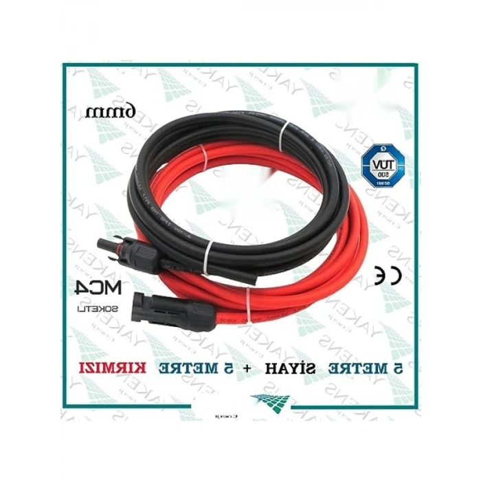 10 Metre 6mm Güneş Paneli Hazır Solar Kablo